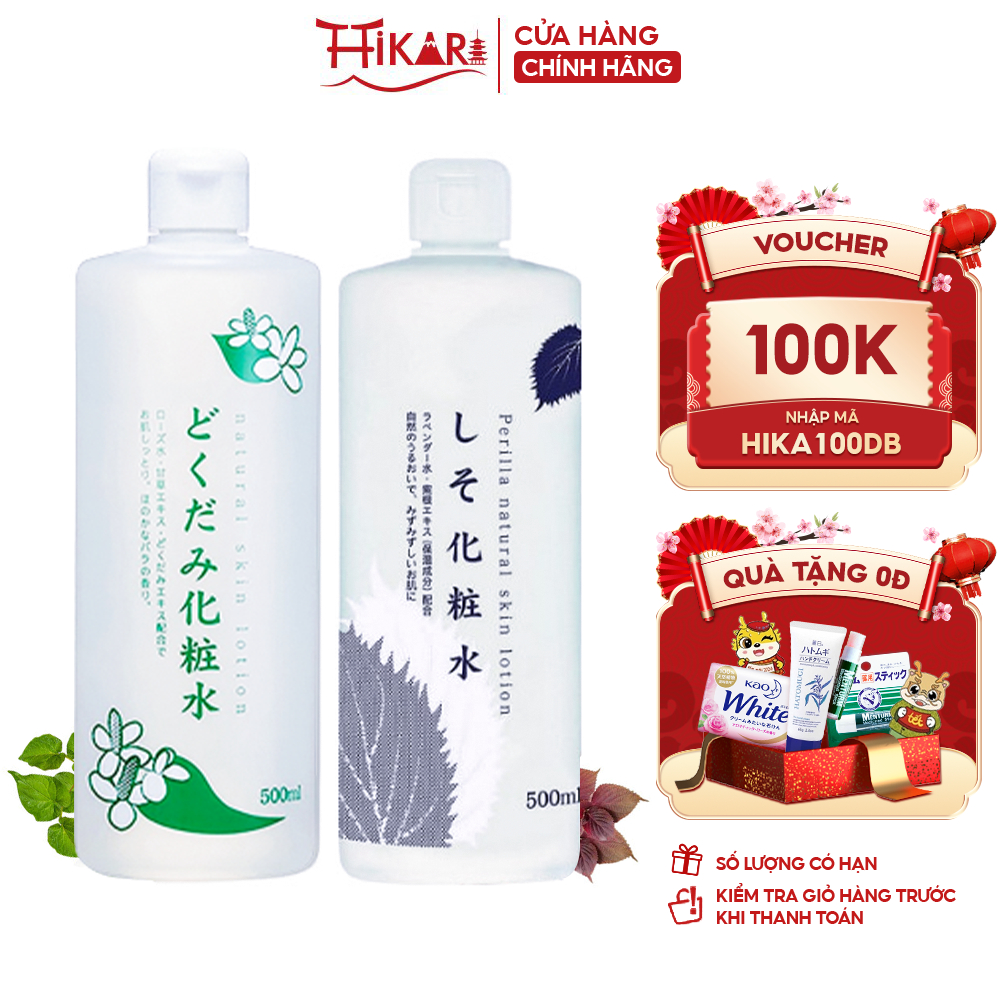 Nước hoa hồng diếp cá Toner tía tô Chinoshio Dokudami Natural Skin Lotion 500ml