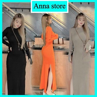 Đầm Body sẽ tà cổ cao tay dài xỏ ngón đầy phong cách lại thích hợp che nắng cho chị e muốn đẹp mà sợ đen da M760