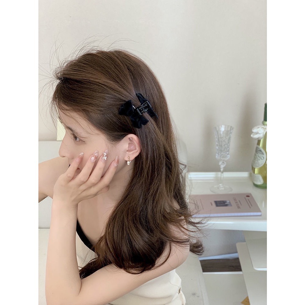 Set 2 Kẹp Tóc Nơ Bằng Nhung Đen Phong Cách Thu Đông Dễ Thương Cho Nữ Phanngoc06