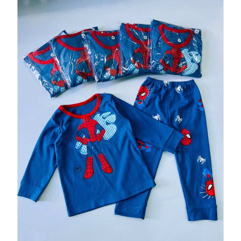 Bộ cotton bozip quần áo siêu nhân bé trai người nhện bộ dài tay thu đông bé trai