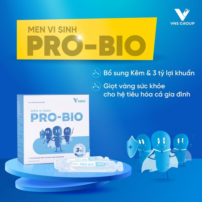 Combo 3 Men vi sinh Pro-Bio VNS Group bổ sung lợi khuẩn và kẽm hỗ trợ cải thiện hệ vi sinh đường ruột (10ml x 20 ống)