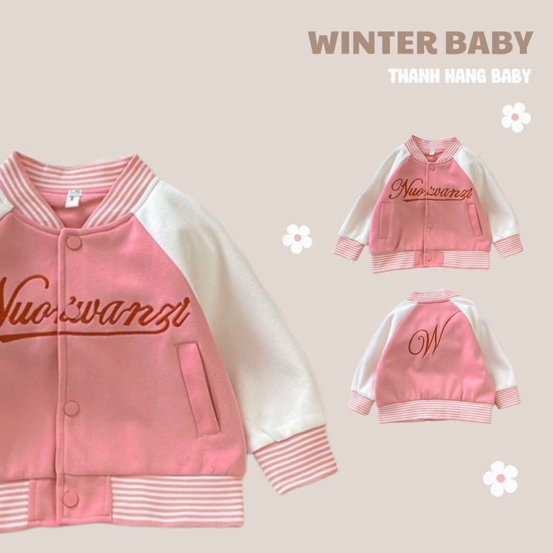 Áo khoác bomber cho bé gái, áo khoác diện thu đông Thanh Hằng Baby 11kg - 31kg