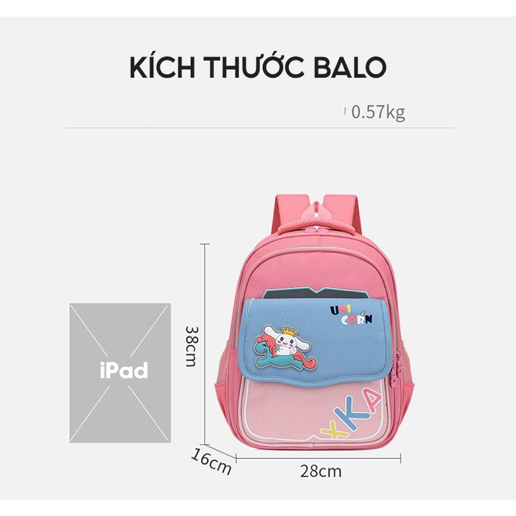 Balo học sinh tiểu học cho bé trai gái đi học cấp 1 vải oxford cao cấp màu pastel dễ thương 515