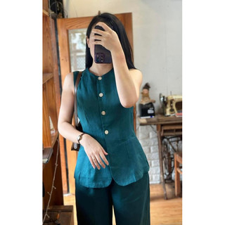 Set vest vải linen tưng premium