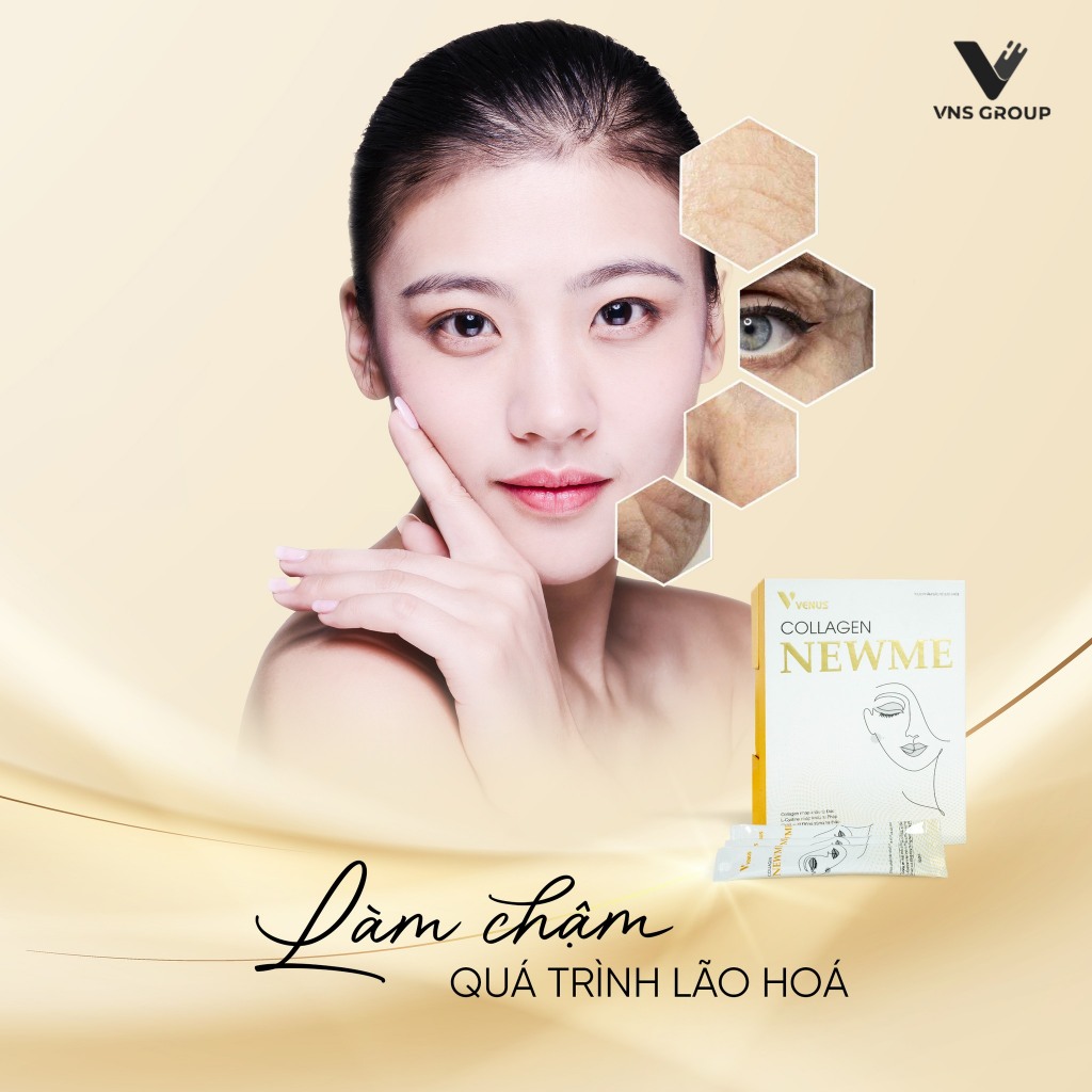 Combo 3 Bột cốm Collagen uống NewMe VNS Group dưỡng trắng da và chống lão hóa 30 gói/hộp