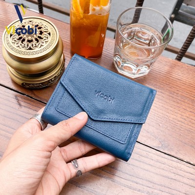 Ví nữ mini da bò Kate Vicobi M3, bóp tiền nhỏ gọn đựng thẻ, giấy tờ cũ và mới