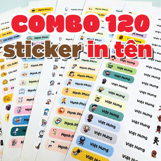 Set 120 sticker dán tên cho bé - nhãn dán in tên bé theo yêu cầu dán đồ dùng học tập cho bé