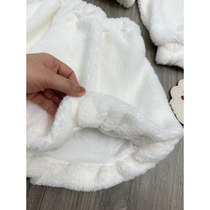 Set áo choàng gấu+ quần short bí lông