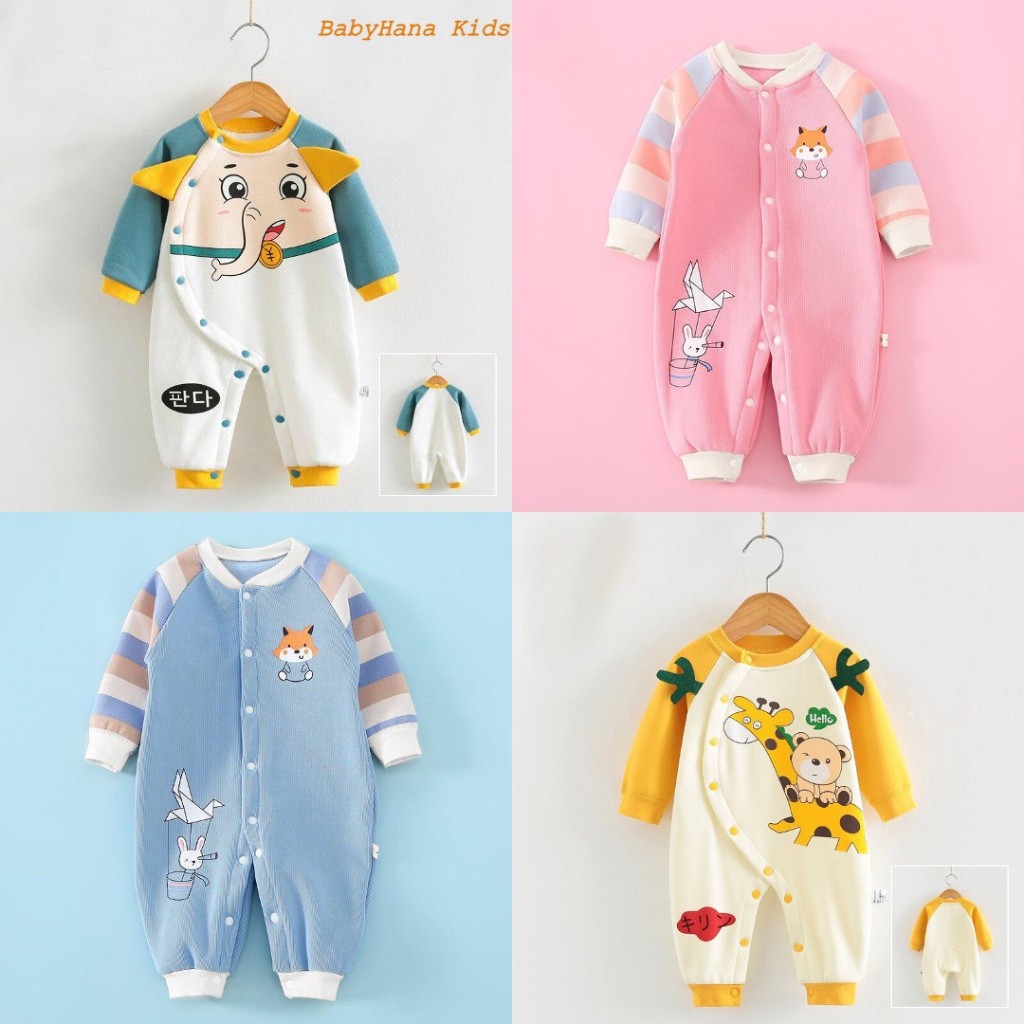 Body Nỉ Bông Bé Trai Bé Gái. Bộ Thu Đông Ấm Áp Hình Thú Cho Bé Từ 3-12kg