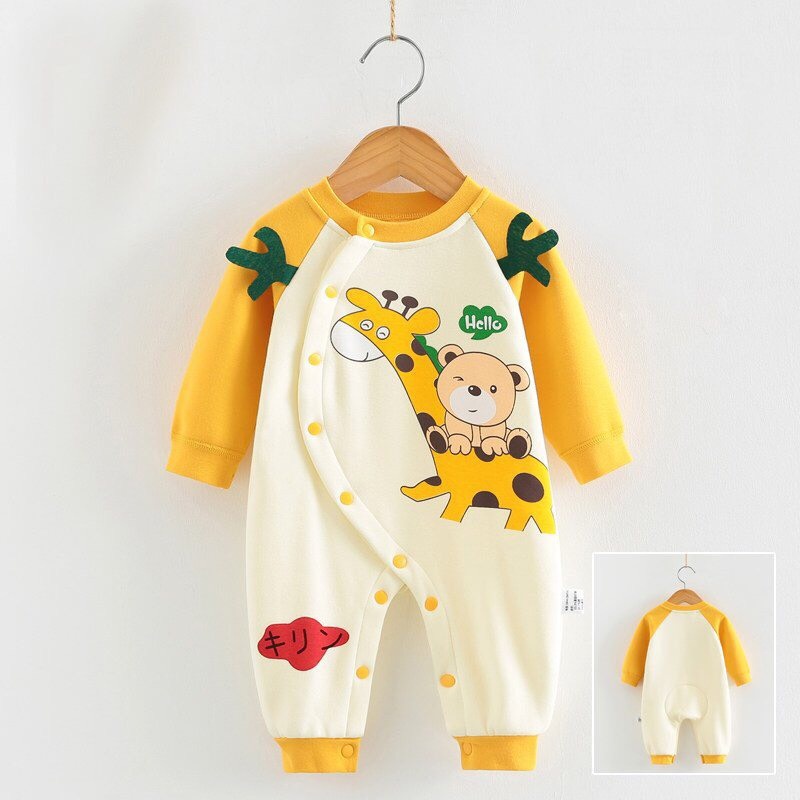 Body Nỉ Bông Bé Trai Bé Gái. Bộ Thu Đông Ấm Áp Hình Thú Cho Bé Từ 3-12kg