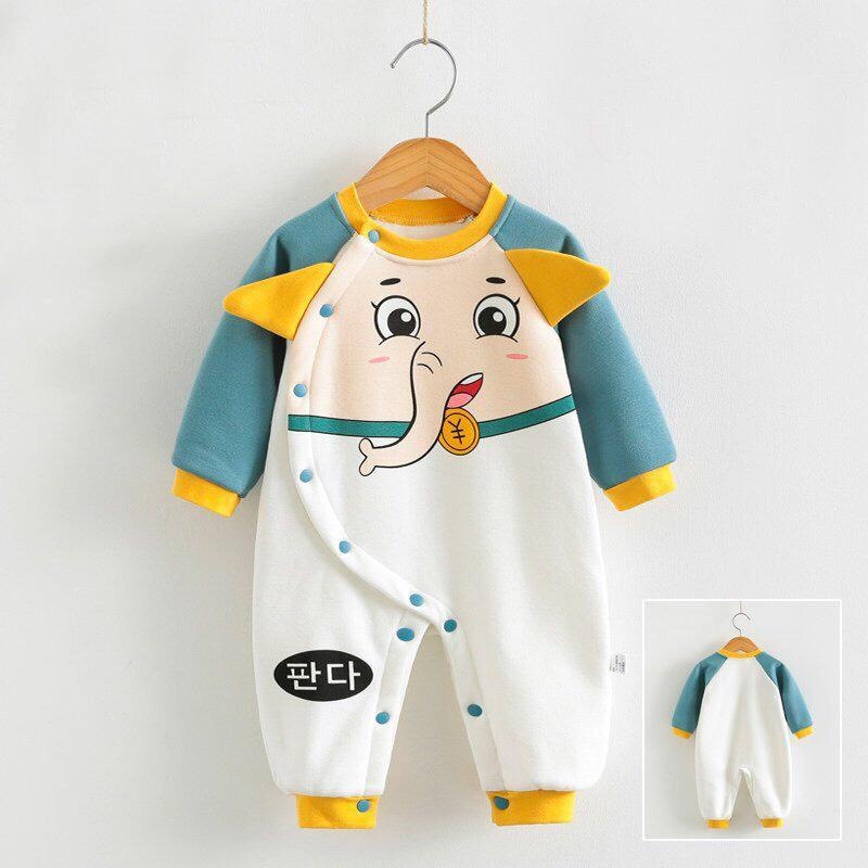 Body Nỉ Bông Bé Trai Bé Gái. Bộ Thu Đông Ấm Áp Hình Thú Cho Bé Từ 3-12kg