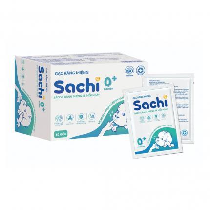 Gạc rơ lưỡi Sachi, Gạc răng miệng Sachi 0+ (Hộp 30 gạc) dịch chiết lá hẹ - Giúp Vệ sinh răng miệng lưỡi nướu cho bé