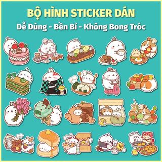 Bộ sticker thỏ molang 40 hình - sticker chống nước dán laptop, bình nước, sổ tay, mũ bảo hiểm...