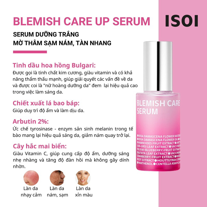 Tinh chất ISOI Blemish Care Up Serum giúp sáng da, hỗ trợ mờ thâm nám, tàn nhang