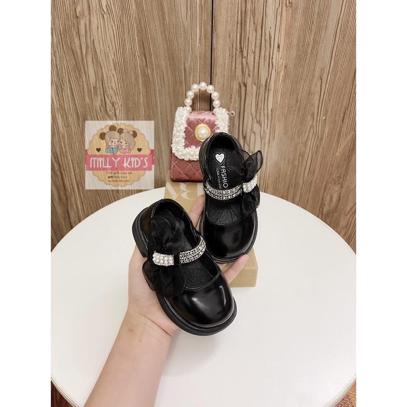 Hài Cho Bé Quai Dán Có Nơ 23-36-Giày Búp Bê Quai Dán Cho Bé