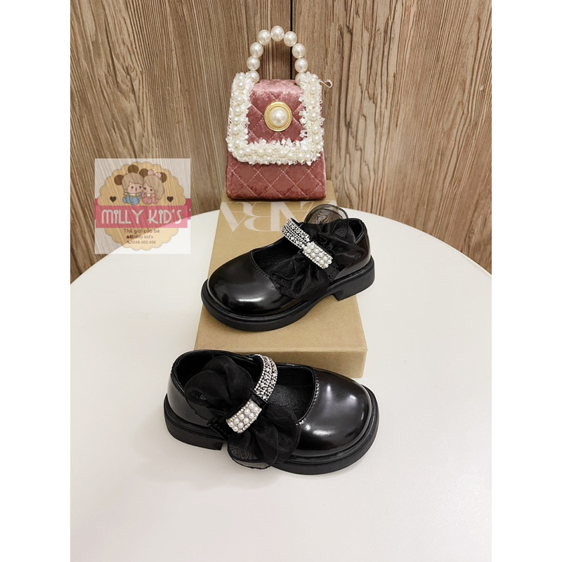 Hài Cho Bé Quai Dán Có Nơ 23-36-Giày Búp Bê Quai Dán Cho Bé