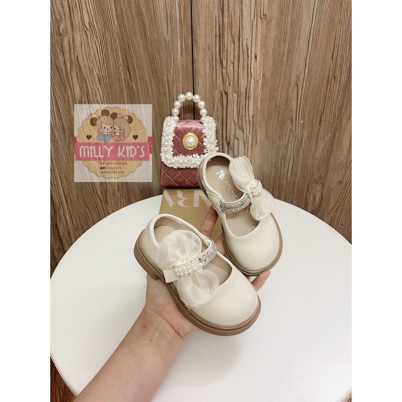 Hài Cho Bé Quai Dán Có Nơ 23-36-Giày Búp Bê Quai Dán Cho Bé