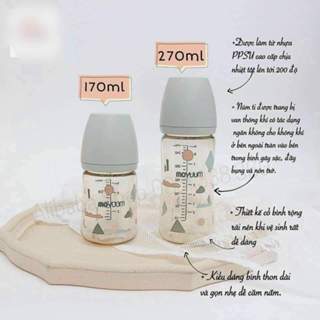 Bình Sữa, Núm Bình Sữa Moyuum Hàn Quốc Nguyên Hộp Chính Hãng thể tích 170 & 270ml