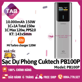 Sạc Dự Phòng Cuktech PB100P 10000mAh 1C1A 150W PD 3.0 PPS5A QC Mi Turbro Charger 120W - Chính Hãng