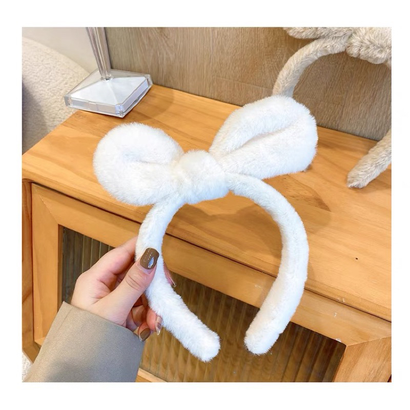 Băng Đô Cài Tóc Tai Thỏ Phủ Lông Xinh Xắn Dành Cho Nữ