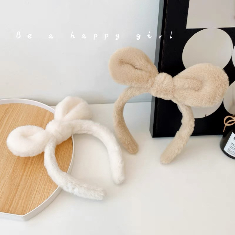 Băng Đô Cài Tóc Tai Thỏ Phủ Lông Xinh Xắn Dành Cho Nữ