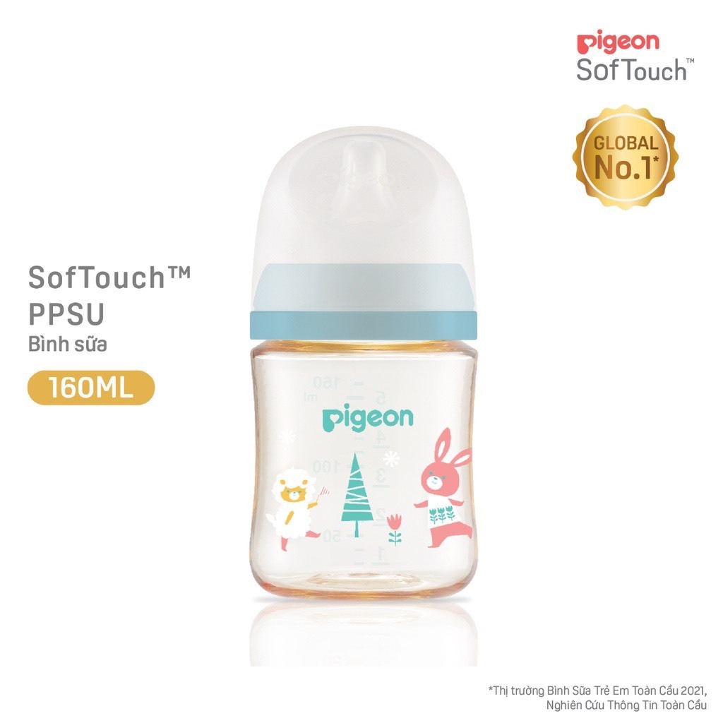 Bình sữa Pigeon PPSU Plus thế hệ III 2023 Hình Nai ,Thỏ - 160ml/240ml