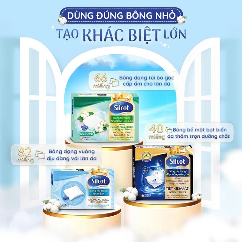 Bông Tẩy Trang Cao Cấp, Nhiều Lớp, Không Xù, Không Xơ Nhật Bản Silcot Velvet Touch Cotton