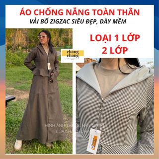  Áo Chống Nắng Toàn Thân Dáng Dài Phủ Chân Chân Váy Rộng Hoạ Tiết Zigzac Rất Đẹp | CHANGCHANG 