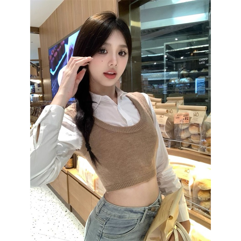 SET LEN GILE + SƠ MI CROPTOP DÀI TAY