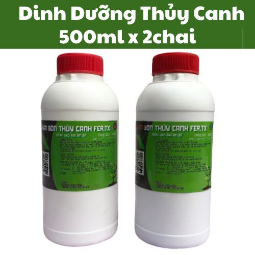 Bộ Dung dịch thủy canh cho rau ăn lá, Dinh dưỡng thủy canh trồng rau bộ 2 chai 500ml, Phân bón thủy sinh