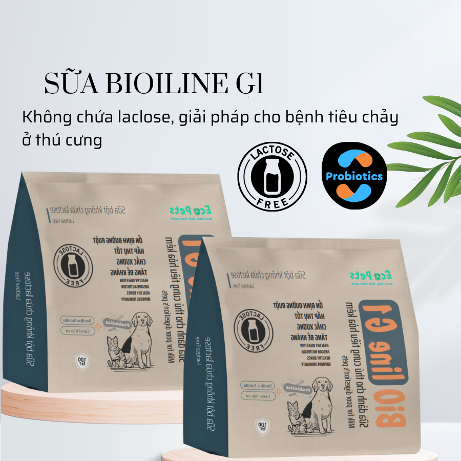 Sữa bột cho chó mèo BIOLINE G1 ECOPETS sữa dê hòa tan cung cấp dinh dưỡng canxi cho mèo con mèo bầu 100GR