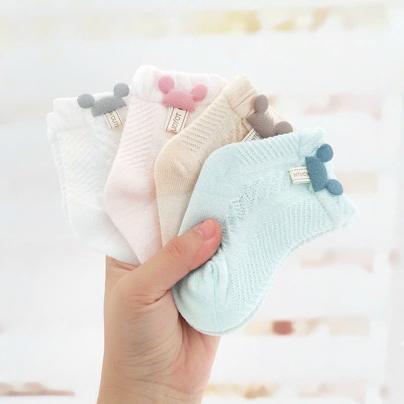 Tất lưới điều hòa cao cổ cotton thoáng khí họa tiết Mickey cho bé