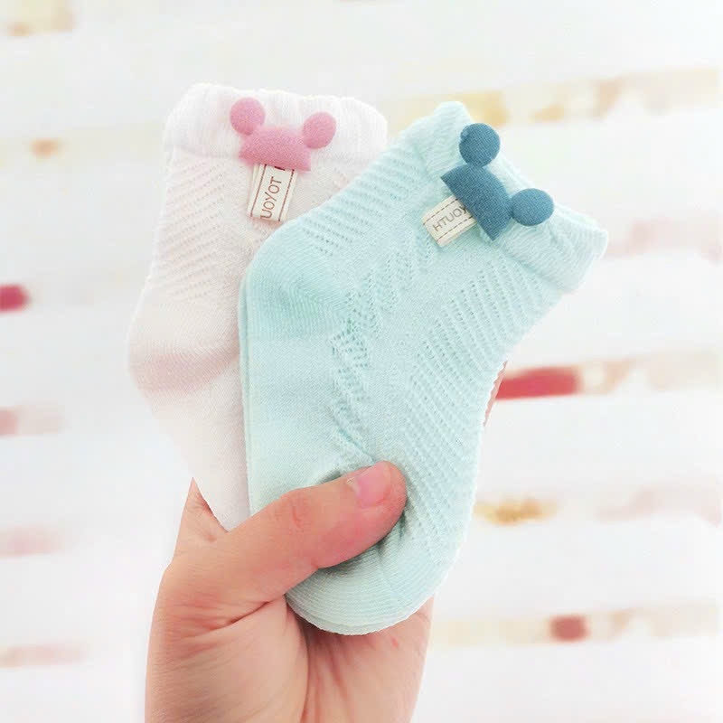 Tất lưới điều hòa cao cổ cotton thoáng khí họa tiết Mickey cho bé
