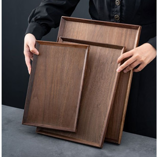 Khay gỗ màu tối, khay gỗ óc chó cao cấp dùng cho nhà hàng tiệm bánh Khay trà óc chó