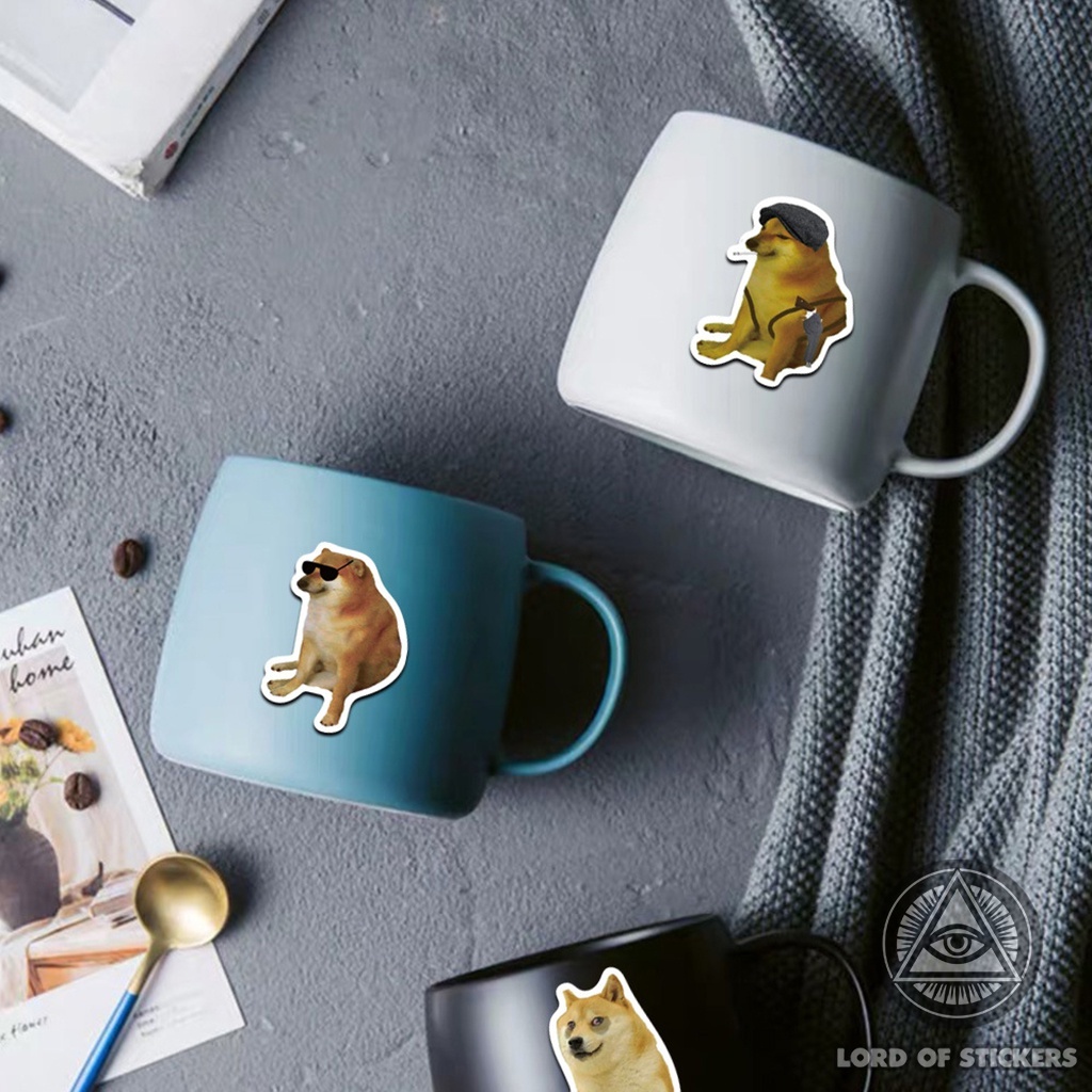 Set 10/50 hình dán sticker meme chó hài hước chống nước dán laptop, điện thoại, đàn guitar, mũ bảo hiểm, vali
