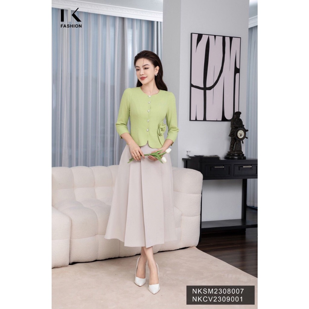 Áo Sơ Mi Peplum Cổ Tròn NK Fashion Thanh Lịch, Nữ Tính NKSM2308007