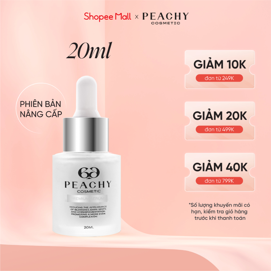 Serum trắng da giảm thâm căng bóng Premium Peachy tinh chất giúp làm sáng mờ thâm dưỡng trắng nam và nữ 20ml