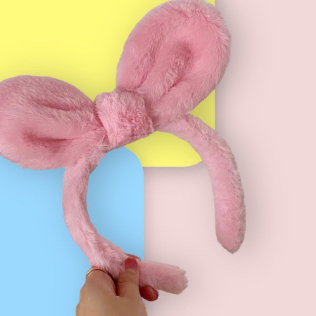 Băng Đô Cài Tóc Tai Thỏ Phủ Lông Xinh Xắn Dành Cho Nữ