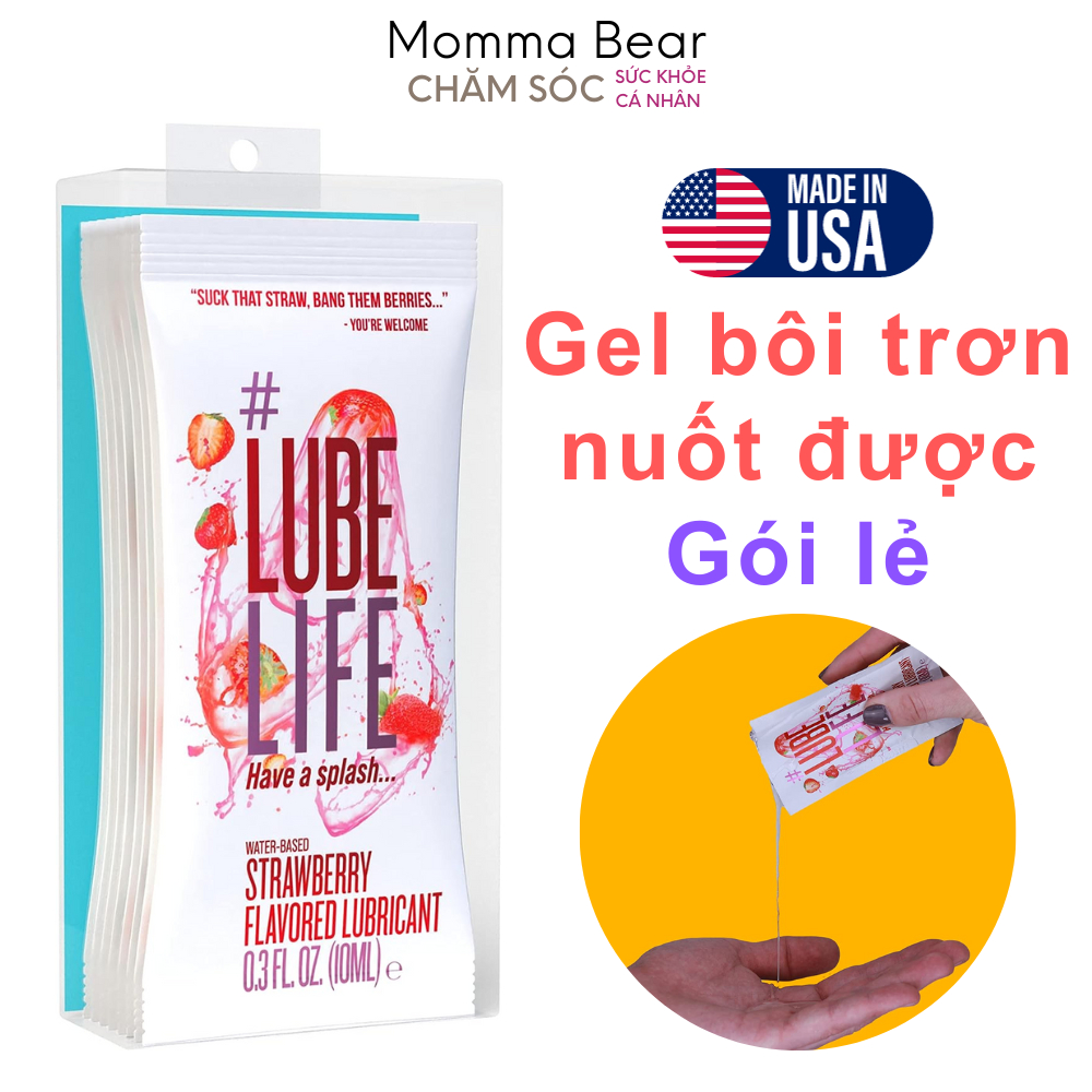 [Gói lẻ] Gel bôi trơn gốc nước #LUBELIFE dung dịch bôi trơn quan hệ, hỗ trợ tình dục, quan hệ miệng, nếm được, nhiều vị