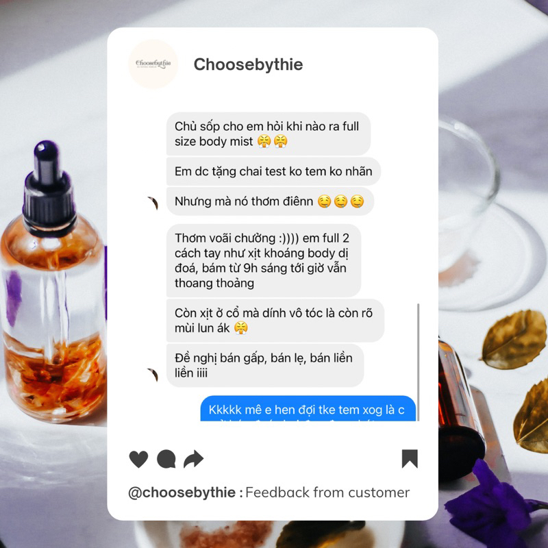 Xịt thơm Bodymist từ thiên nhiên, Nước hoa toàn thân Bodymist hương thơm tươi mát  - Choosebythie