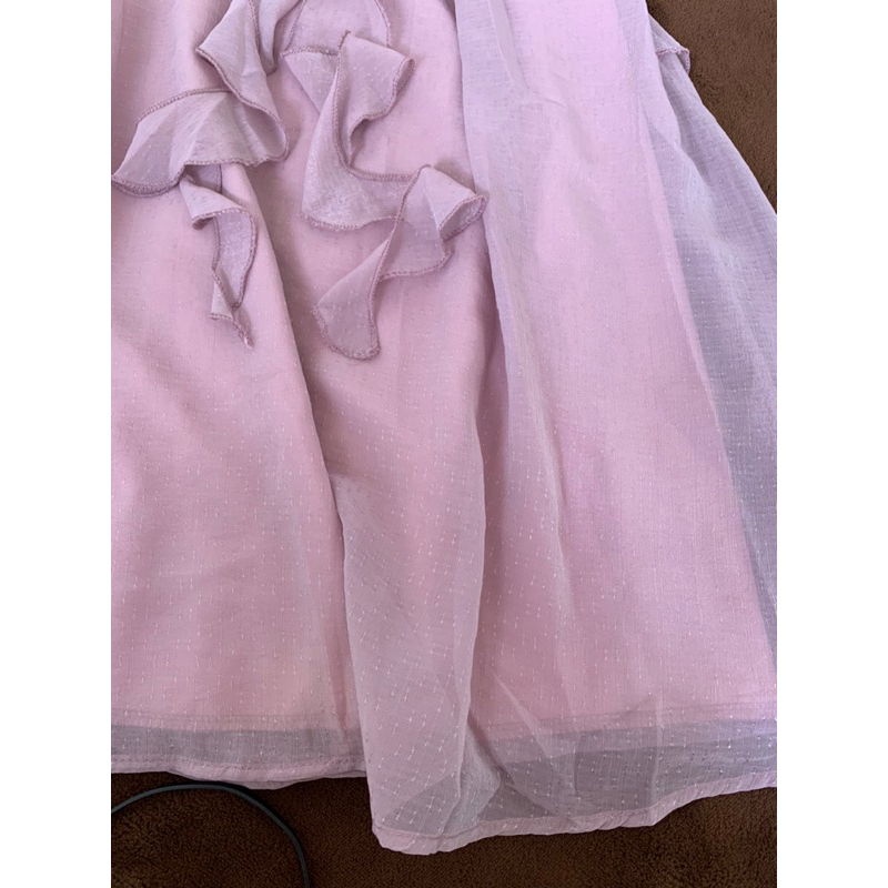 Váy trễ vai tím pastel cổ tròn đính ngọc