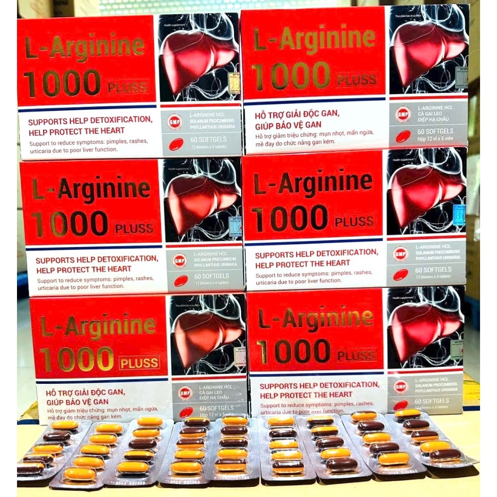L - Arginine 1000 pluss bổ gan, mát gan, giải độc, hạ men gan, tăng cường chức năng gan, mụn nhọt mẩ
