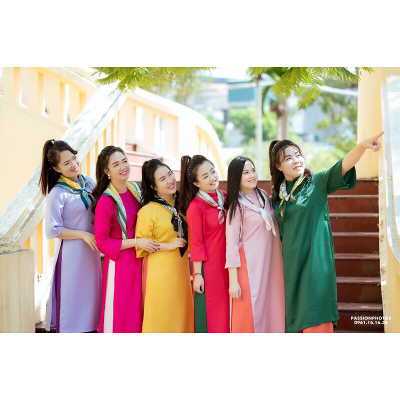Áo dài xuông bigsize dáng xưa cách tân màu đỏ, xanh, tím, hồng