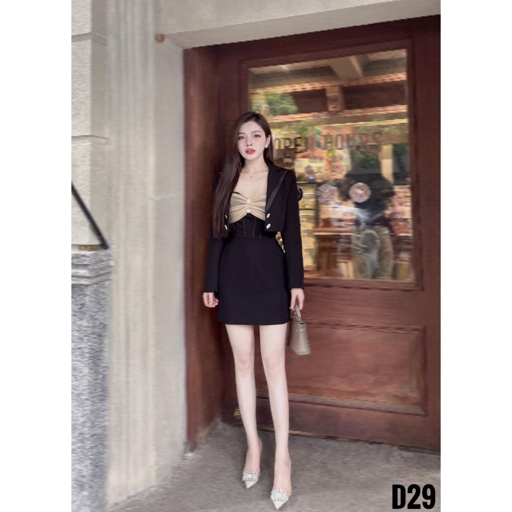 Đầm Cup Khoác Vest Croptop Bigisze