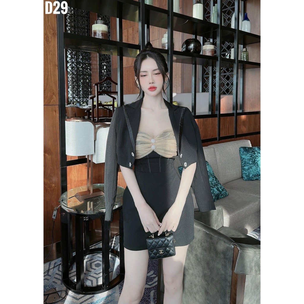 Đầm Cup Khoác Vest Croptop Bigisze