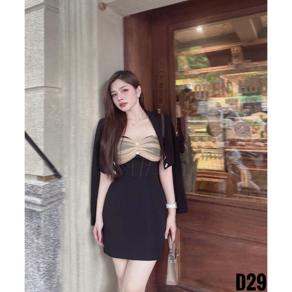 Đầm Cup Khoác Vest Croptop Bigisze