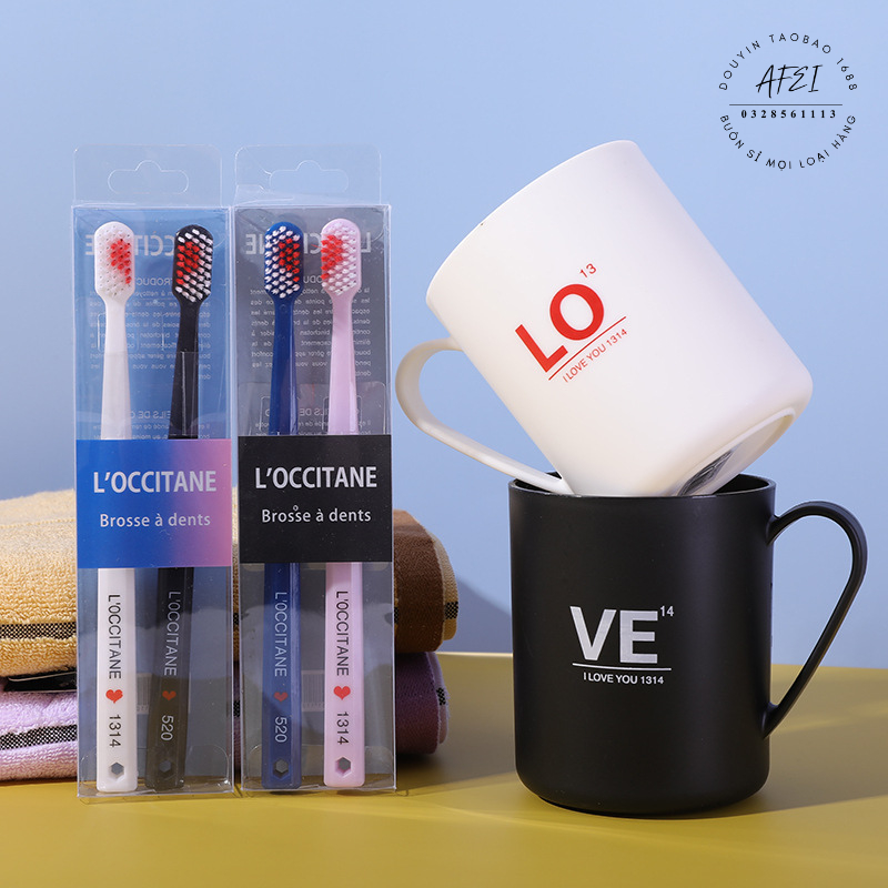 Sét 2 Bàn Chải Đánh Răng  Hình Trái Tim Sợi Nano Thân Thiện Với Môi Trường - FL30