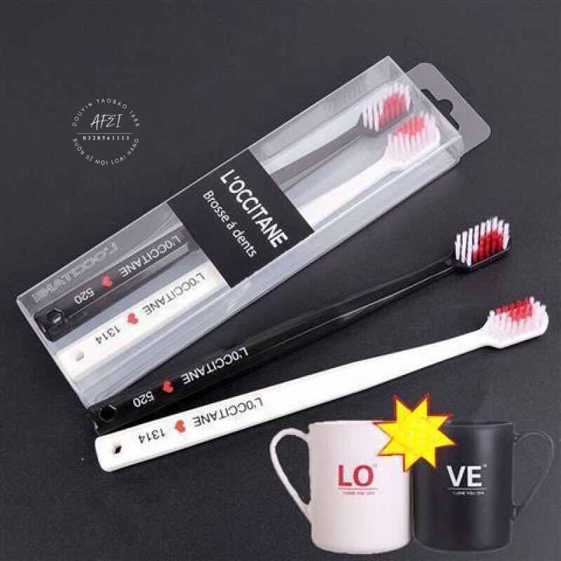 Sét 2 Bàn Chải Đánh Răng  Hình Trái Tim Sợi Nano Thân Thiện Với Môi Trường - FL30