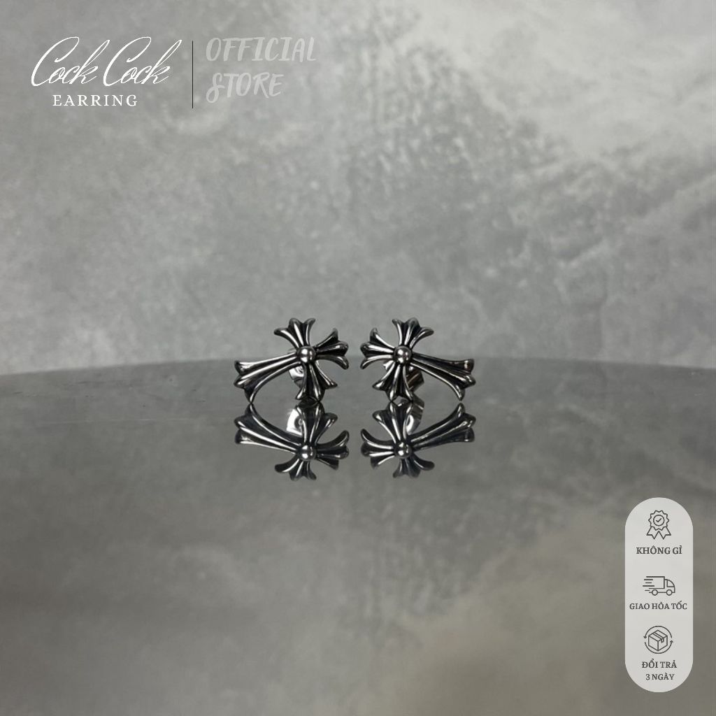 Khuyên tai nam nữ chrome heart dạng đinh xuyên, bông tai xỏ lỗ thời trang unisex - CockCock