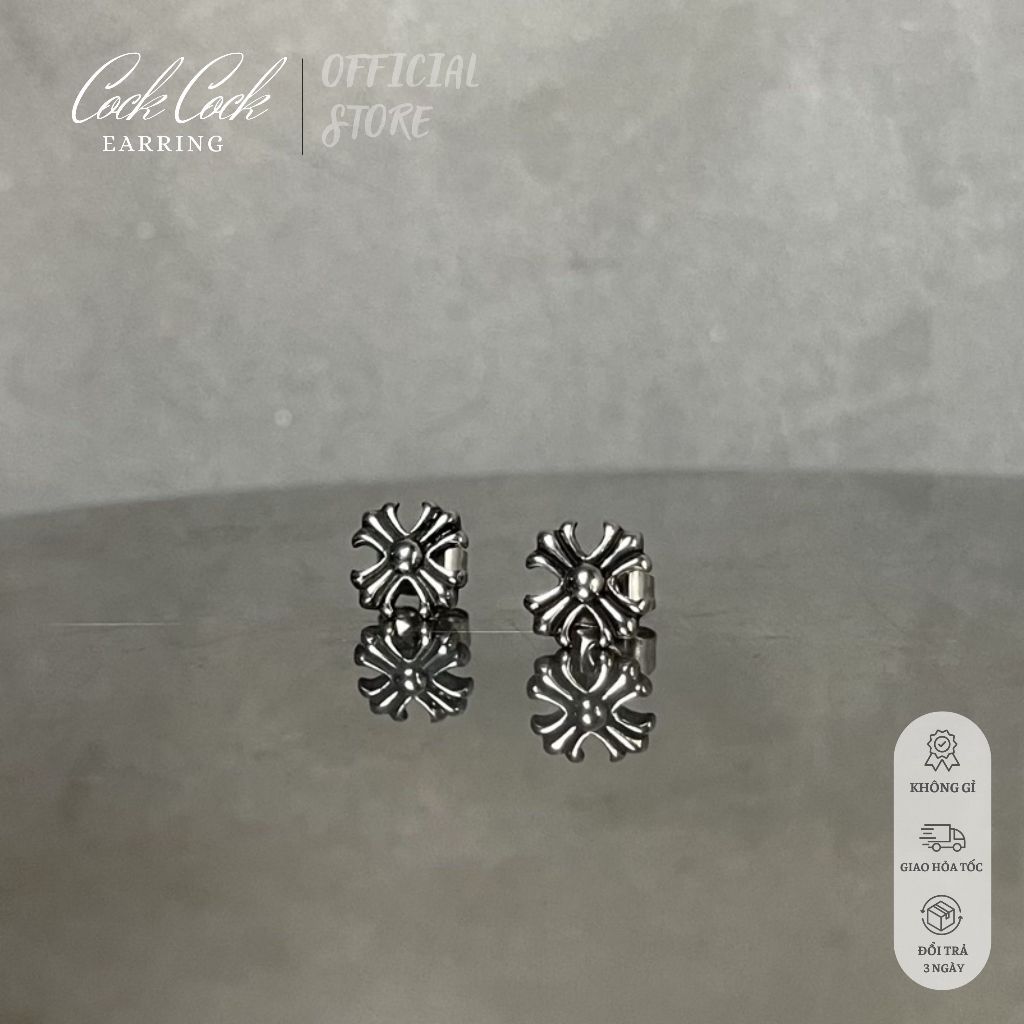 Khuyên tai nam nữ chrome heart dạng đinh xuyên, bông tai xỏ lỗ thời trang unisex - CockCock